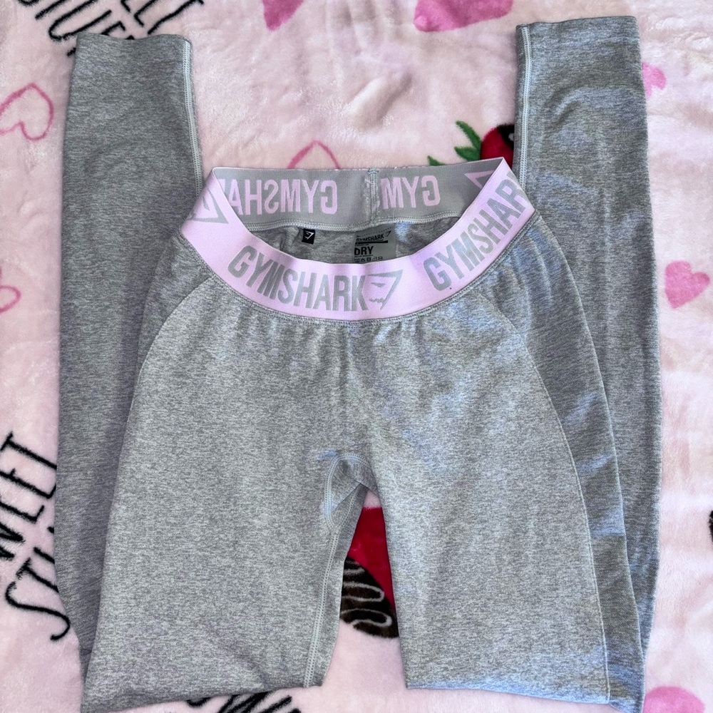 Gymshark flex grey and pink waistband leggings